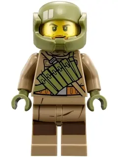 SW0892:  Resistance Trooper - Dark Tan Hoodie Jacket, Ammo Pouch, Stubble, Helmet with Chin Guard
