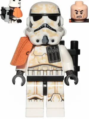 SW0992:  Sandtrooper Squad Leader (Captain) - Dual Molded Helmet, Orange Pauldron, Ammo Pouch, Dirt Stains, Survival Backpack