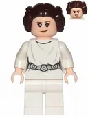 Minifigurka: SW0994:  Princess Leia - White Dress, Detailed Belt with 3 Emblems, White Legs, Lopsided Grin / Angry Open Mouth Scowl