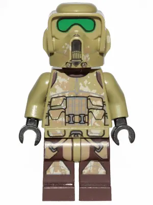 SW1002:  Clone Scout Trooper, 41st Elite Corps (Phase 2) - Kashyyyk Camouflage, Dark Tan Markings on Legs, Scowl