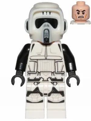 SW1007:  Imperial Scout Trooper - Male, Dual Molded Helmet, Light Nougat Head, Scowl