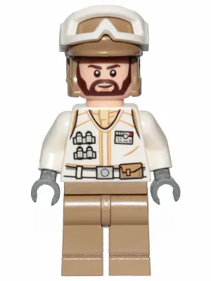 SW1008:  Hoth Rebel Trooper White Uniform, Dark Tan Legs (Brown Angular Beard)
