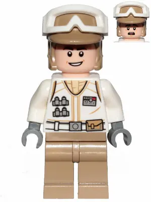 SW1016:  Hoth Rebel Trooper White Uniform, Dark Tan Legs (Open Mouth Smile)