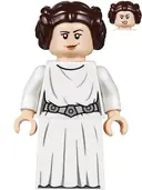 Minifigurka: SW1036:  Princess Leia - White Dress, Detailed Belt with 3 Emblems, Skirt