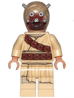 SW1074:  Tusken Raider - Dark Tan Head with Spikes, Diagonal Belt, Printed Legs