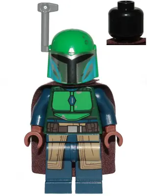 SW1078:  Mandalorian Tribe Warrior (Idalia Desta) - Female, Dark Brown Cape, Green Helmet with Antenna / Rangefinder