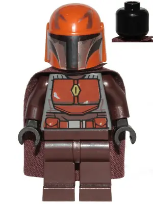SW1079:  Mandalorian Tribe Warrior (Pen Varad) - Male, Dark Brown Cape, Dark Orange Helmet