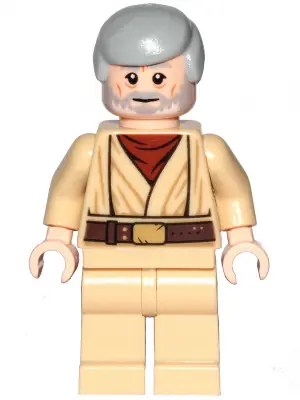 SW1084:  Obi-Wan Kenobi - Old, Light Bluish Gray Hair, Beard with White Highlights