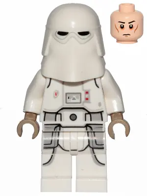 SW1103:  Snowtrooper, Printed Legs, Dark Tan Hands, Cheek Lines, Frown