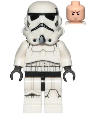 SW1137:  Imperial Stormtrooper - Male, Dual Molded Helmet with Light Bluish Gray Panels on Back, Light Nougat Head, Frown
