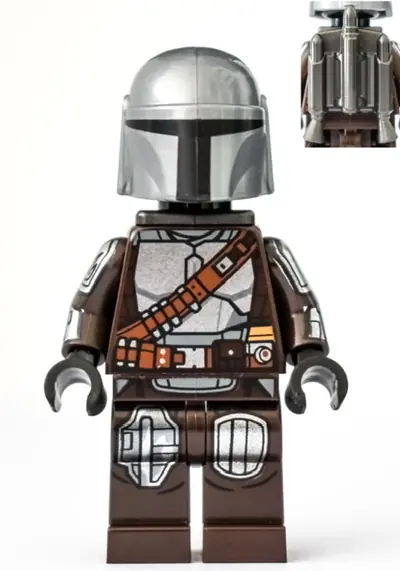 SW1166:  The Mandalorian / Din Djarin / 'Mando' - Silver Beskar Armor, Jet Pack, Plain Head