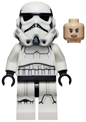 SW1168:  Imperial Stormtrooper - Female, Dual Molded Helmet with Light Bluish Gray Panels on Back, Light Nougat Head, Angry Smile