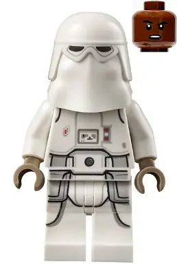 SW1179:  Snowtrooper - Male, Printed Legs, Dark Tan Hands, Reddish Brown Head, Grimace
