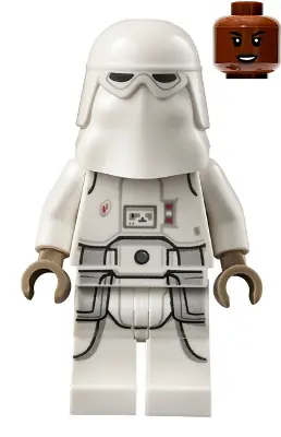 SW1180:  Snowtrooper - Female, Printed Legs, Dark Tan Hands, Reddish Brown Head, Open Mouth Smirk