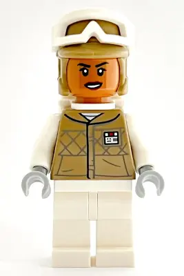 SW1185:  Hoth Rebel Trooper Dark Tan Uniform and Helmet, White Legs and Backpack, Female