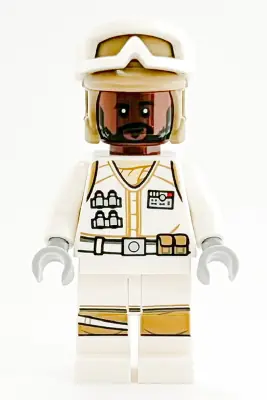 SW1186:  Hoth Rebel Trooper White Uniform, Dark Tan Helmet, Reddish Brown Head