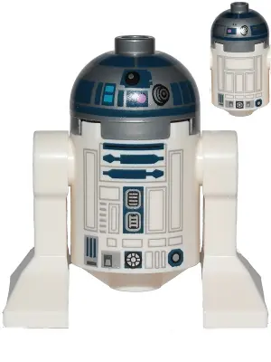 SW1202:  Astromech Droid, R2-D2 - Flat Silver Head, Dark Pink Dots, Large Receptor, Back Printing