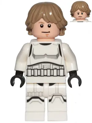 SW1203:  Luke Skywalker - Stormtrooper Outfit, Printed Legs, Dark Tan Hair, Smile / Stern