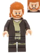 Minifigurka: SW1227:  Obi-Wan Kenobi - Dark Brown Robe, Dark Orange Mid-Length Hair with Ruffled Back