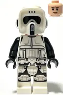 Minifigurka: SW1265:  Imperial Scout Trooper - Male, Dual Molded Helmet, Belt with Large Dots  on Back, Light Nougat Head, Dark Brown Eyebrows, Frown