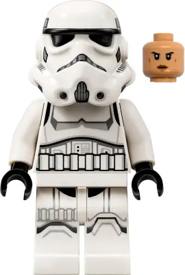 SW1275:  Imperial Stormtrooper - Female, Dual Molded Helmet with Light Bluish Gray Panels on Back, Shoulder Belts, Nougat Head