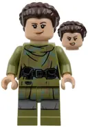 Minifigurka: SW1296:  Princess Leia - Endor Outfit, Olive Green Camouflage, Braided Hair