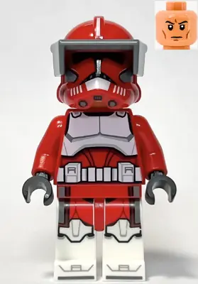 SW1304:  Clone Trooper Commander Fox, Coruscant Guard (Phase 2) - Dark Bluish Gray Visor, Printed Legs