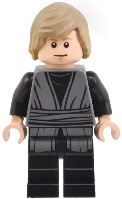 SW1370:  Luke Skywalker - Dark Bluish Gray Jedi Robe, Printed Legs, Hair with Side Part