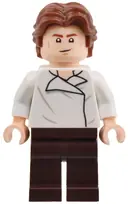 Minifigurka: SW1371:  Han Solo - White Shirt with Wrinkles on Front and Back, Dark Brown Legs, Wavy Hair