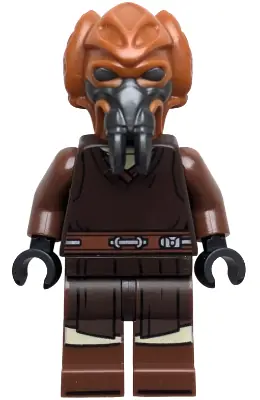 SW1414:  Plo Koon - Dark Brown Robe, Tan Shirt, Printed Legs