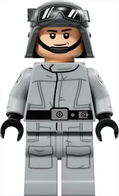 SW1420:  Imperial AT-ST Driver - Helmet with Molded Goggles, Light Bluish Gray Jumpsuit with Silver Dot, Printed Arms, Printed Legs