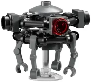SW1449:  Imperial Probe Droid - Black and Dark Bluish Gray Body, Trans-Clear Dish Stand