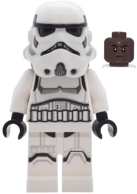 SW1454:  Imperial Stormtrooper - Male, Dual Molded Helmet with Light Bluish Gray Panels on Back, Shoulder Belts, Umber Head