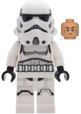 SW1455:  Imperial Stormtrooper - Male, Dual Molded Helmet with Light Bluish Gray Panels on Back, Shoulder Belts, Medium Nougat Head