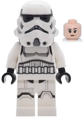 SW1456:  Imperial Stormtrooper - Female, Dual Molded Helmet with Light Bluish Gray Panels on Back, Shoulder Belts, Light Nougat Head