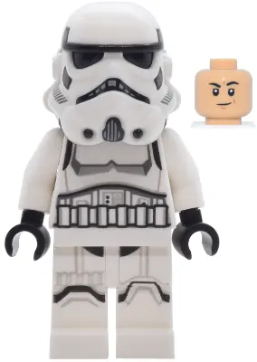 SW1463:  Imperial Stormtrooper - Male, Dual Molded Helmet with Light Bluish Gray Panels on Back, Shoulder Belts, Medium Tan Head