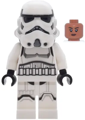 SW1464:  Imperial Stormtrooper - Female, Dual Molded Helmet with Light Bluish Gray Panels on Back, Shoulder Belts, Sienna Head