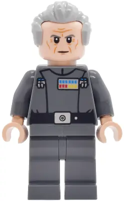 SW1471:  Grand Moff Wilhuff Tarkin - Dark Bluish Gray Uniform, Swept Back Hair, Dark Bluish Gray Eyebrows