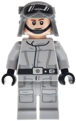 SW1498:  AT-ST Driver - Helmet with Molded Goggles, Light Bluish Gray Jumpsuit with Silver Dot, Printed Legs