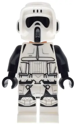 SW1514:  Imperial Scout Trooper - Male, Dual Molded Helmet, Belt with Small Dots on Back, Light Nougat Head, Dark Brown Eyebrows, Frown