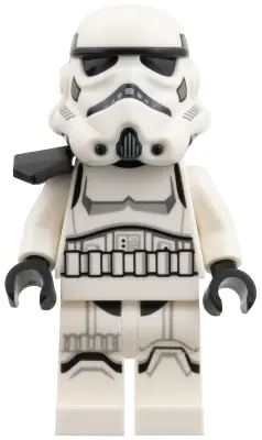 SW1525:  Imperial Stormtrooper - Dual Molded Helmet with Light Bluish Gray Panels on Back, Black Pauldron, Shoulder Belts, Medium Nougat Head