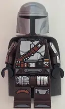 Minifigurka: SW1528:  The Mandalorian / Din Djarin / 'Mando' - Silver Beskar Armor, Cape, Printed Head, Reddish Brown and Dark Silver Knee Pads