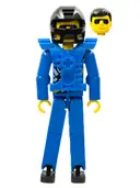Minifigurka: TECH033A:  Technic Figure Blue Legs, Blue Top with Chest Plate, Black Hair, Black Helmet - without Stickers