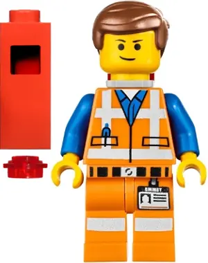 TLM078:  Emmet - Lopsided Closed Mouth Smile, with Piece of Resistance and Plate on Leg