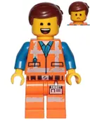 Minifigurka: TLM105:  Emmet - Wide Smile with Teeth and Tongue / Sad, Worn Uniform