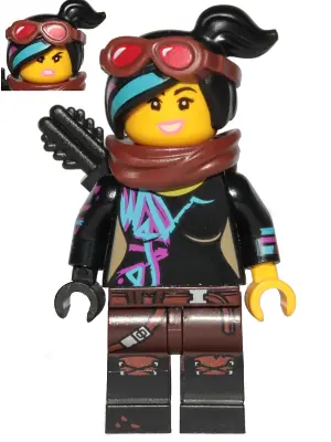 TLM117:  Lucy Wyldstyle with Black Quiver, Reddish Brown Scarf and Goggles, Open Mouth  Smile / Angry