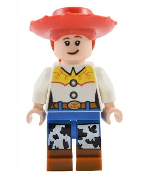 TOY023:  Jessie - Normal Legs, Minifigure Head and Bow, Molded Dark Orange Boots