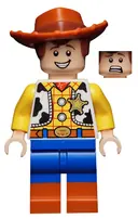 Minifigurka: TOY025:  Woody - Normal Legs, Dark Orange Boots, Open Mouth Smile / Scared