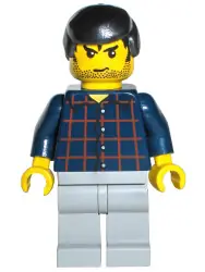 TRN124:  Plaid Button Shirt, Light Bluish Gray Legs, Black Male Hair, Stubble