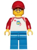 Minifigurka: TRN247:  Man - Classic Space Shirt with Red Sleeves, Blue Legs, Red Cap